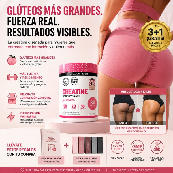 Haz crecer tus glúteos. Siéntete fuerte, segura e imparable