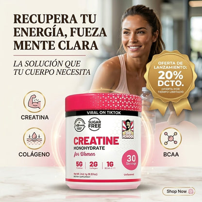 Creatina for Women™ — Más fuerza. Más energía. Más tú.